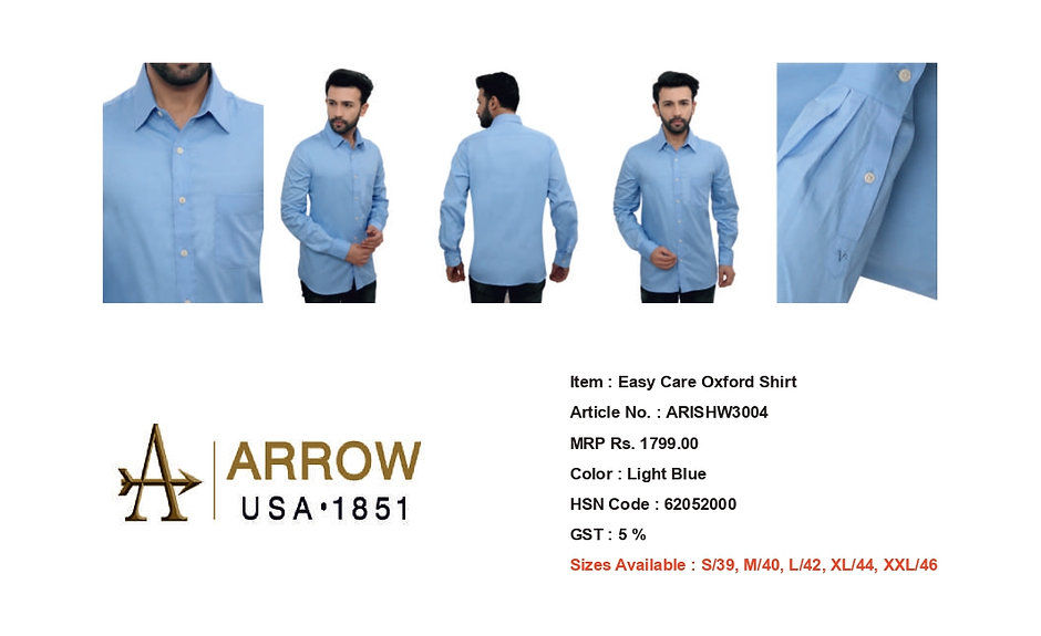 Thumbnail: ARROW| Shirts| Easy Care Oxford Shirt| ARISHW3001 |D1700|MRP Rs. 1799