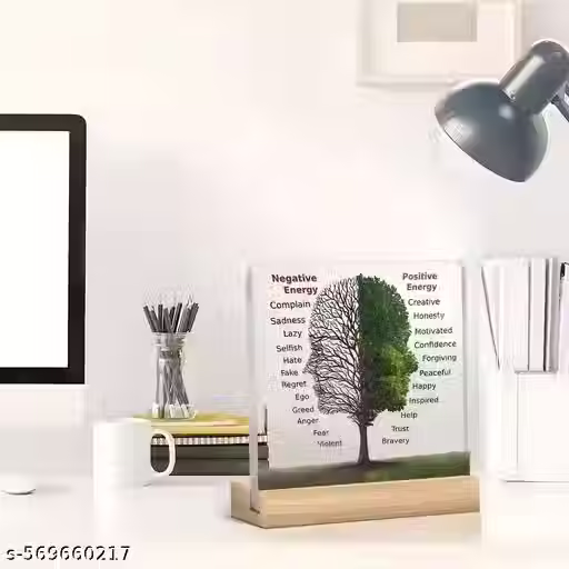 Thumbnail: Office Positive Energy Motivational Acrylic Wood Tray | BHAR | D362