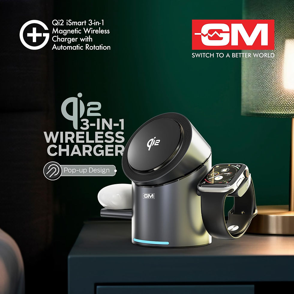Thumbnail: GM|3-in-1 Rotational Cube Wireless Charger|QI2 3-in-1 Rotation|D4900|MRP Rs.6599
