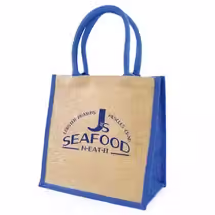 Thumbnail: Dual Tone Jute Tote Bag | Single Colour Logo | 16 X 14 X 5 Inches  | BBZ | D210