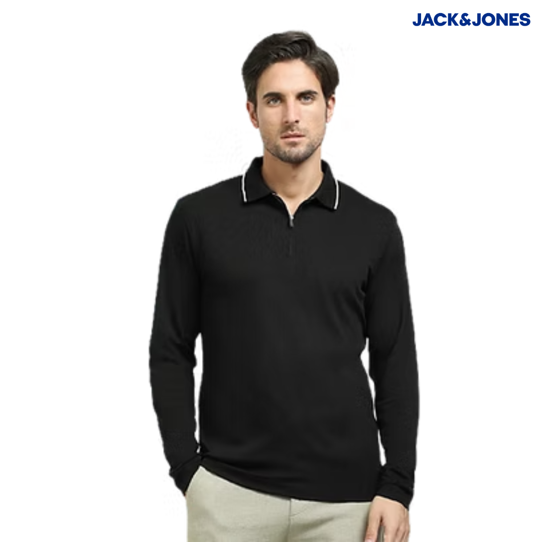 JACK & JONES|Polo / Collar T-Shirts|-|SLHTHEO-FIGO ZIP| D1600|MRP Rs. 3499