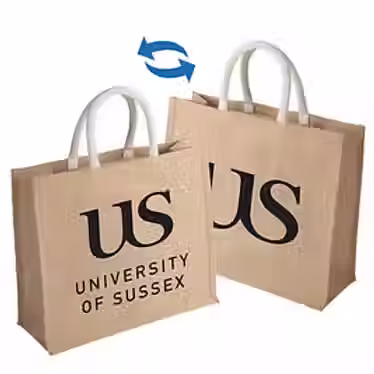 Thumbnail: Jute Tote Bag | Single Col Logo  | 16 X 14 X 5 In | Natural | BBZ | D160