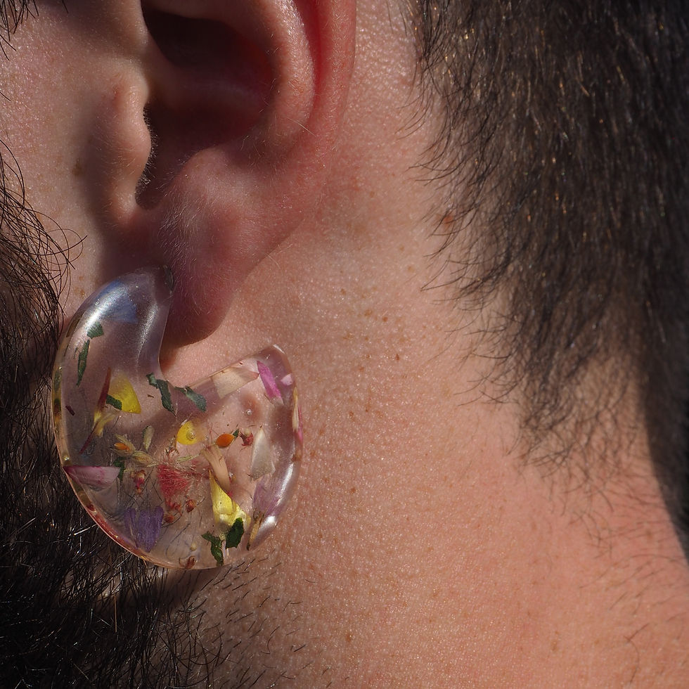 Miniature : Leymah - Boucles d'oreilles résine fleurs séchées multicolor