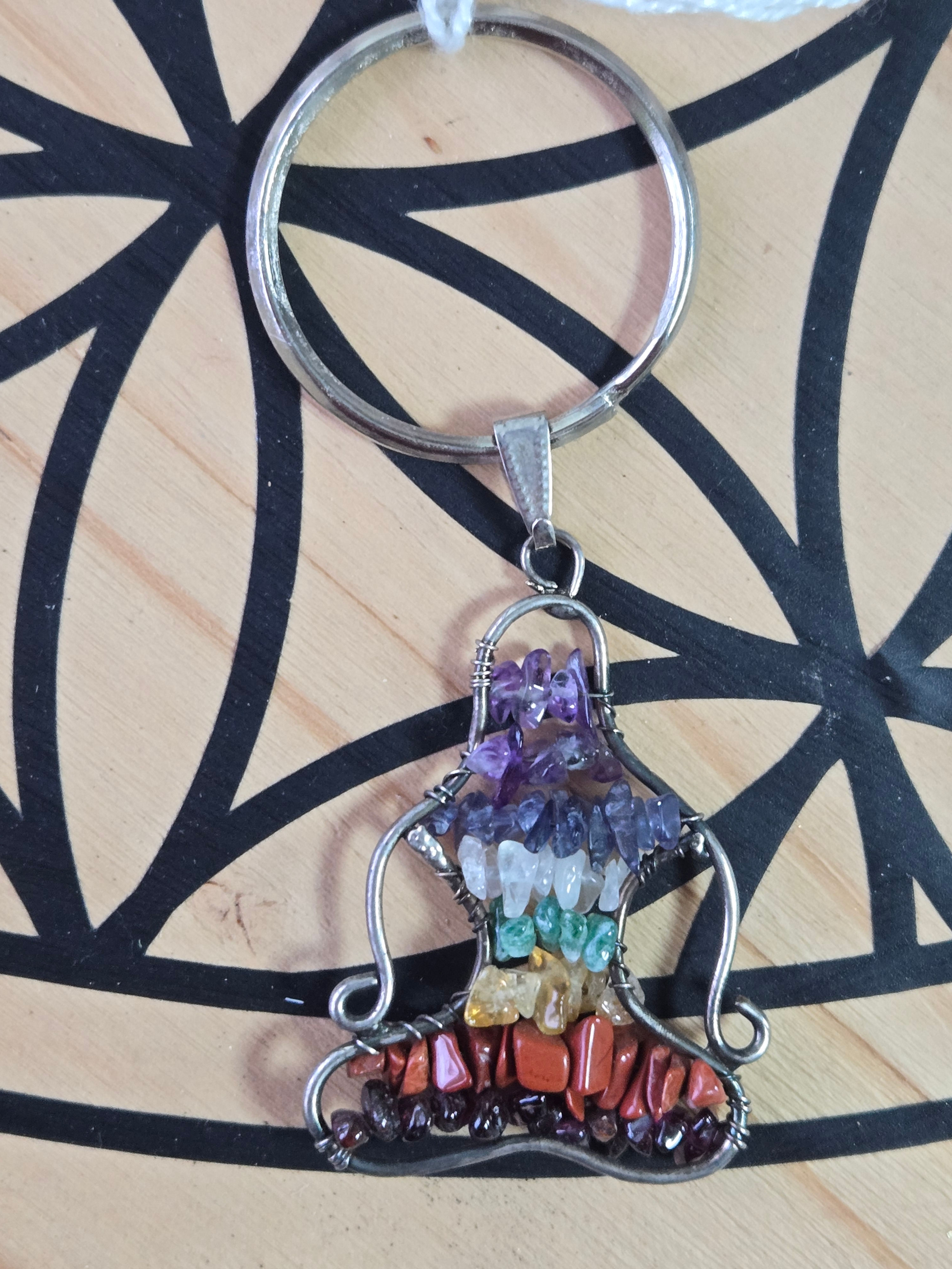 7 chakras pendentif ou porte clé bouddha
