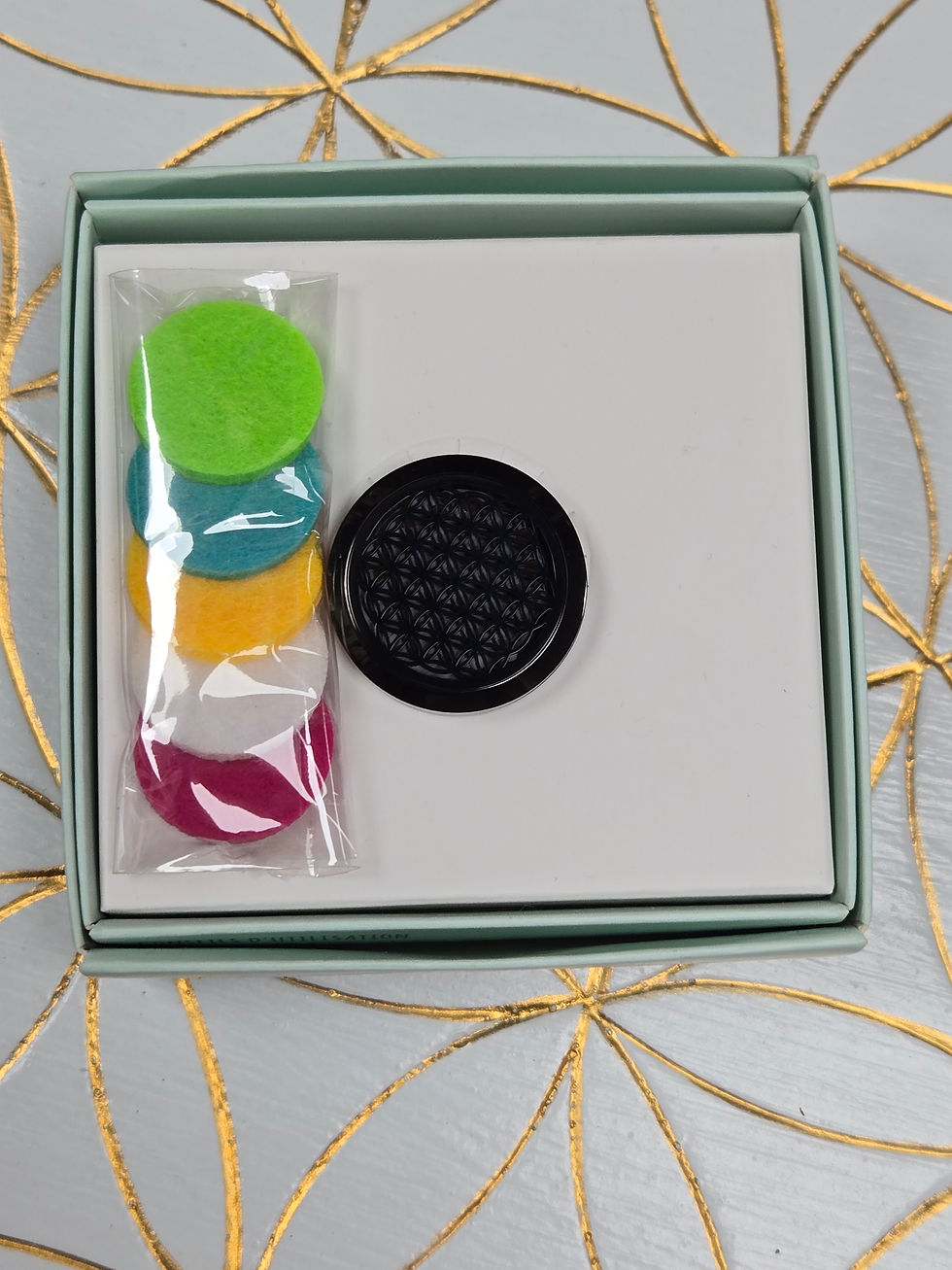 Diffuseur Clip pour Voiture Fleur de vie Noir