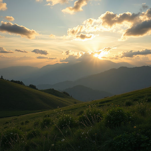 A peaceful landscape representing healing and recovery
