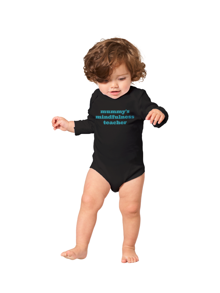 Thumbnail: Mummy's Mindfulness Teacher (front) Onesie - Long Sleeve (White / Black)