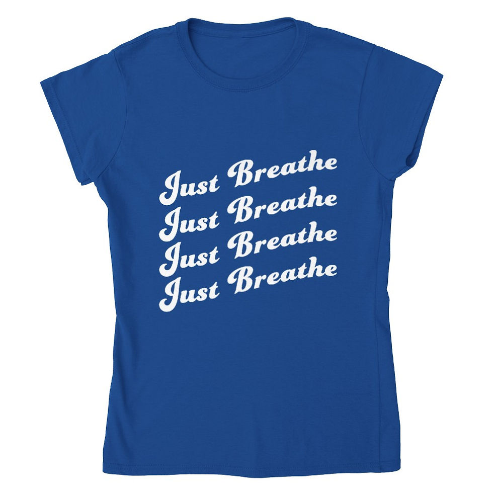 Thumbnail: Just Breathe T-Shirt - Women's Cut Crewneck (Red / Grey / Blue / Black)