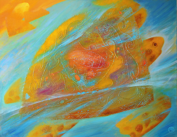 Flying on waves caretta painting