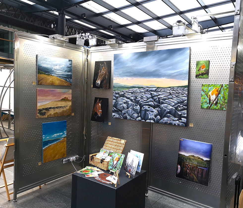 Thumbnail: Spitalfields market, Limestone Pavement, large canvas oil painting, Malham Cove Yorkshire Dales, sunset artwork