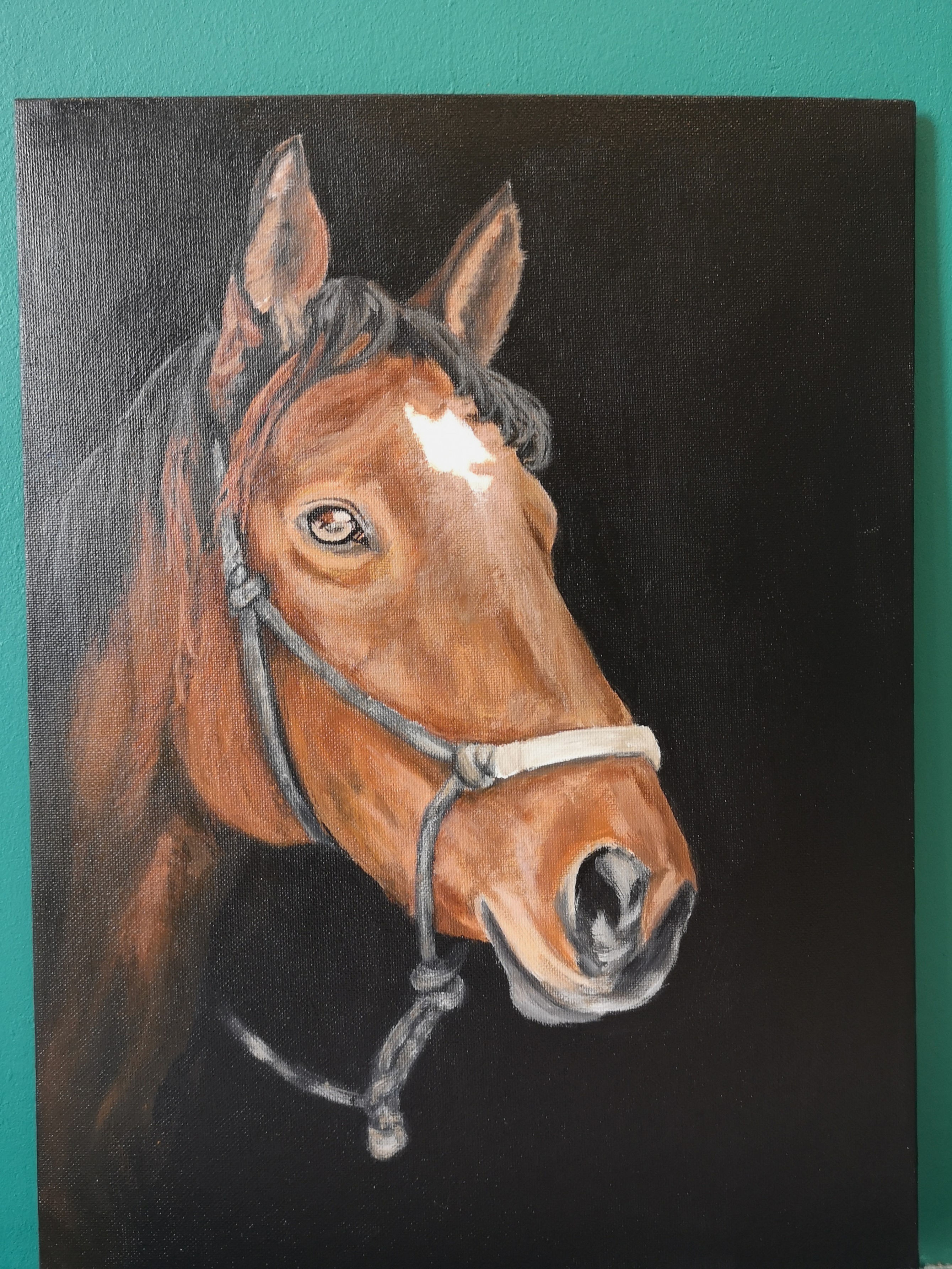 Majestic painting of Willow the Horse, acrylic painting on canvas board,  varnished equine art