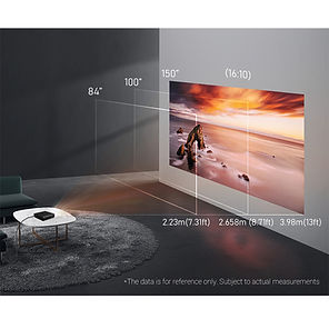 projector screen size up to 300 inch and off axis technology