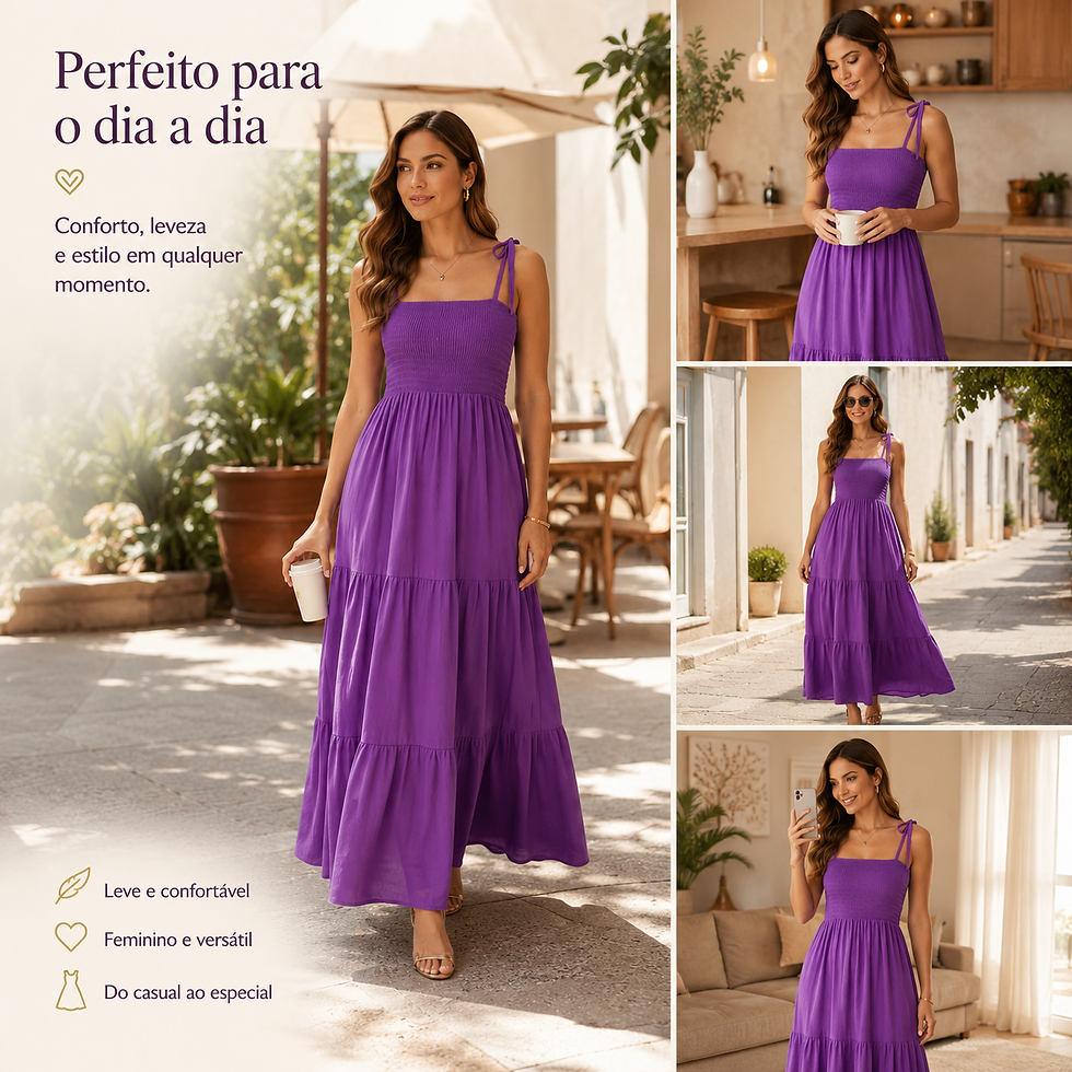 Miniatura: Vestido Longo Feminino de Praia Sem Mangas Alças Costas Abertas Modelo Evasê Lev