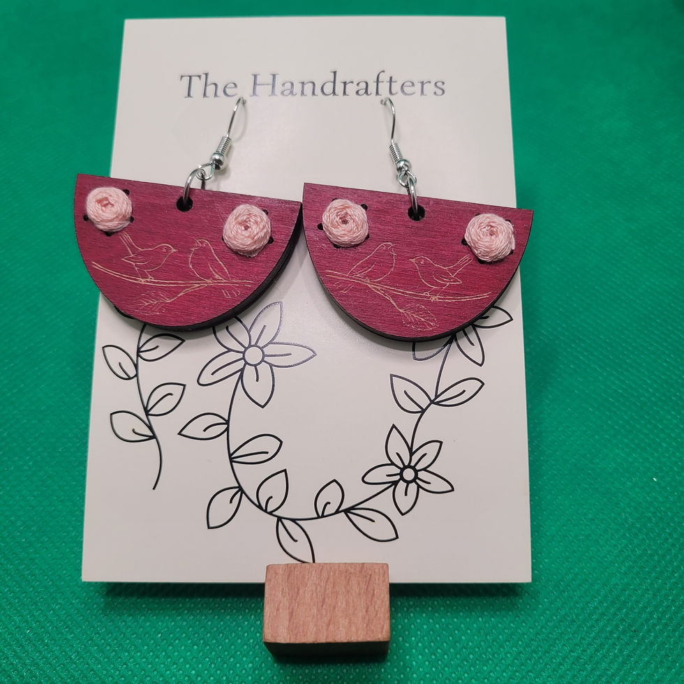 Thumbnail: Burgundy Semi-circle Earrings 