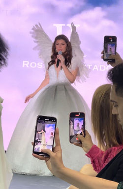 Dreya opening the runway with an a cappella Ave Maria for Rosita Hurtado’s collection at G