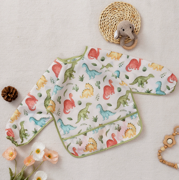 Thumbnail: 1 Pc Waterproof Baby Bibs Cute Infant Eating Child Drawing Long Sleeve Apron