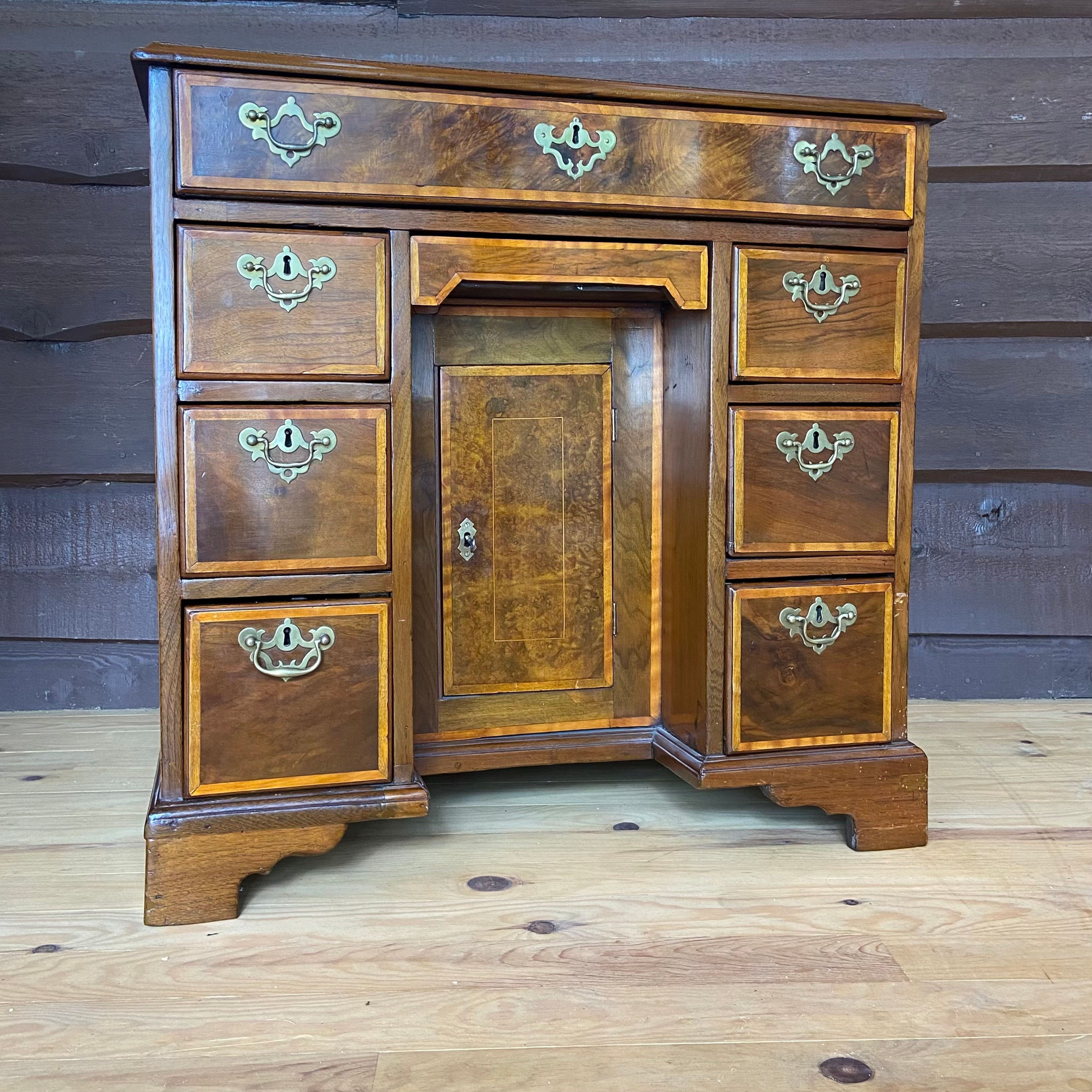 George II Burr Walnut Kneehole Desk