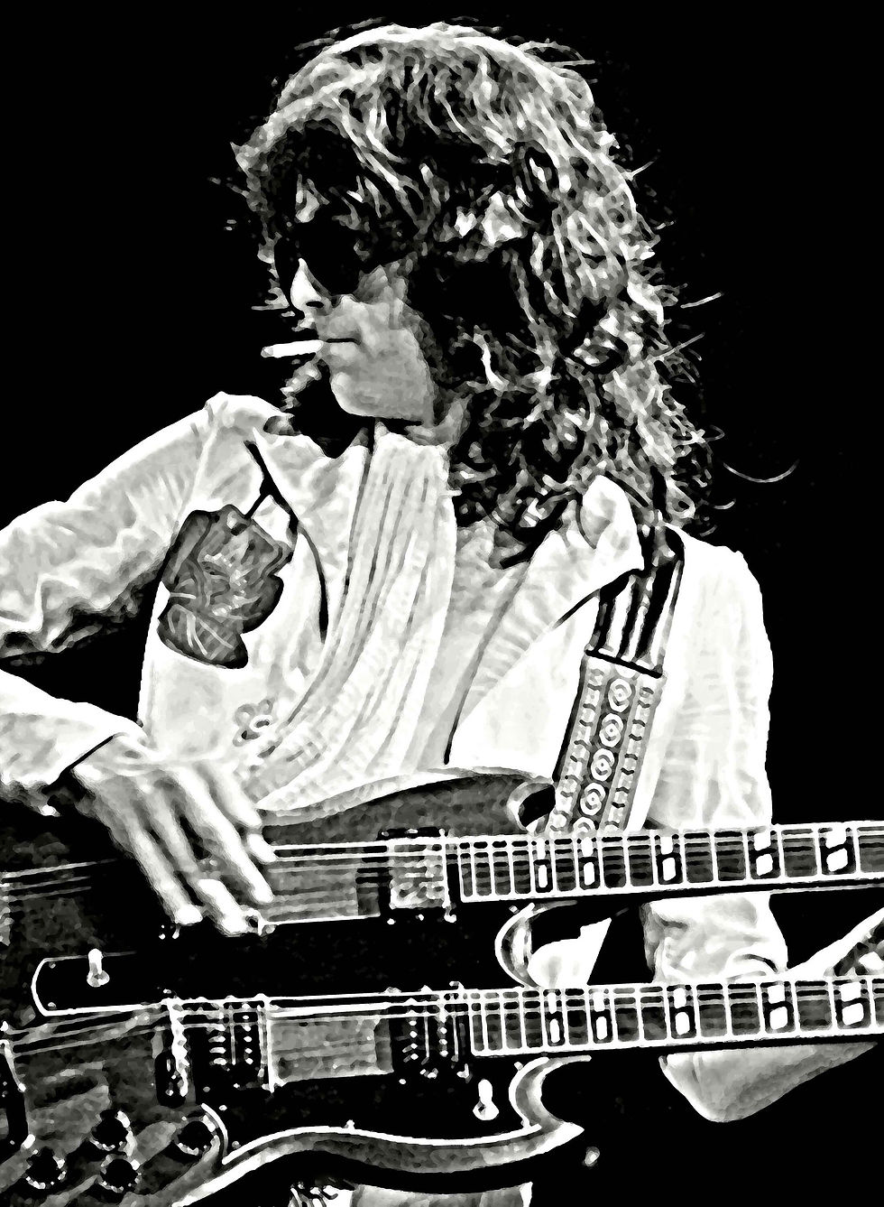 Miniature : Jimmy Page, Led Zeppelin, English Rock Band, Jimmy Page Print, Rock Poster, Rock