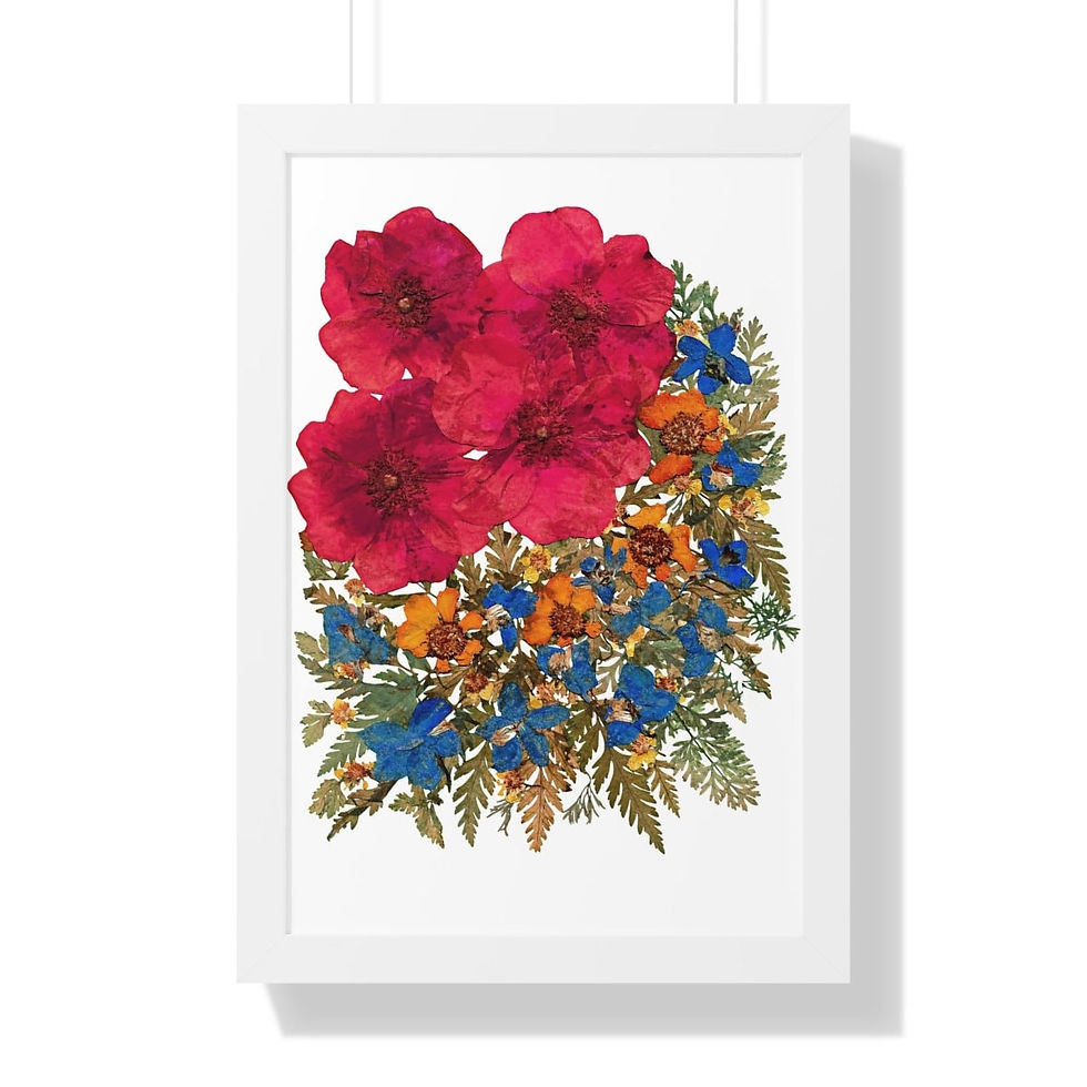 Thumbnail: Red roses art print womens gift pressed flowers print dried flowers print floral