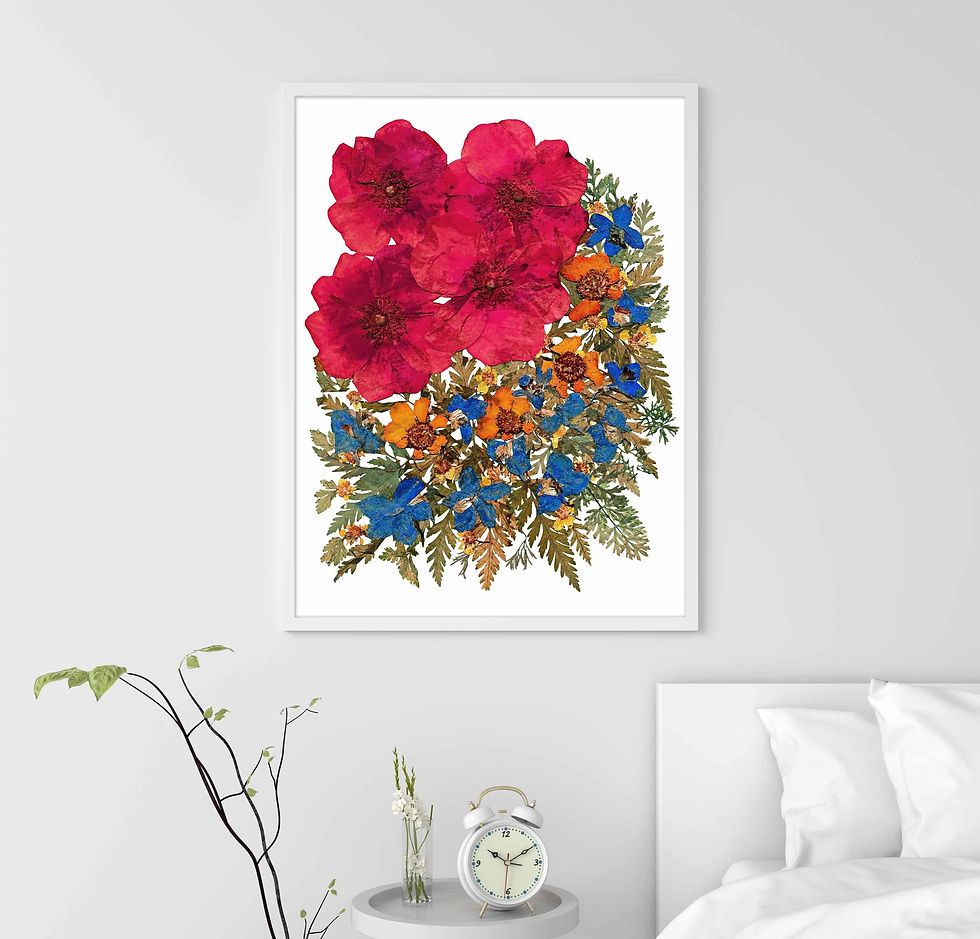 Miniatura: Red roses art print womens gift pressed flowers print dried flowers print floral
