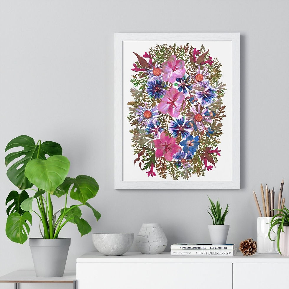 Miniatura: Dried flowers art print poster floral artwork print painting pressed flowers