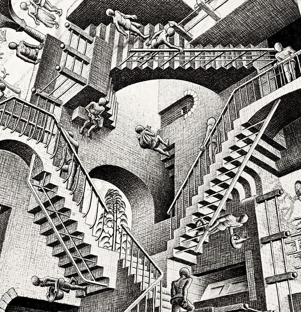 Thumbnail: M.C. Escher Relativity - Art Print, Optical Illusion Surrealism Digital Download