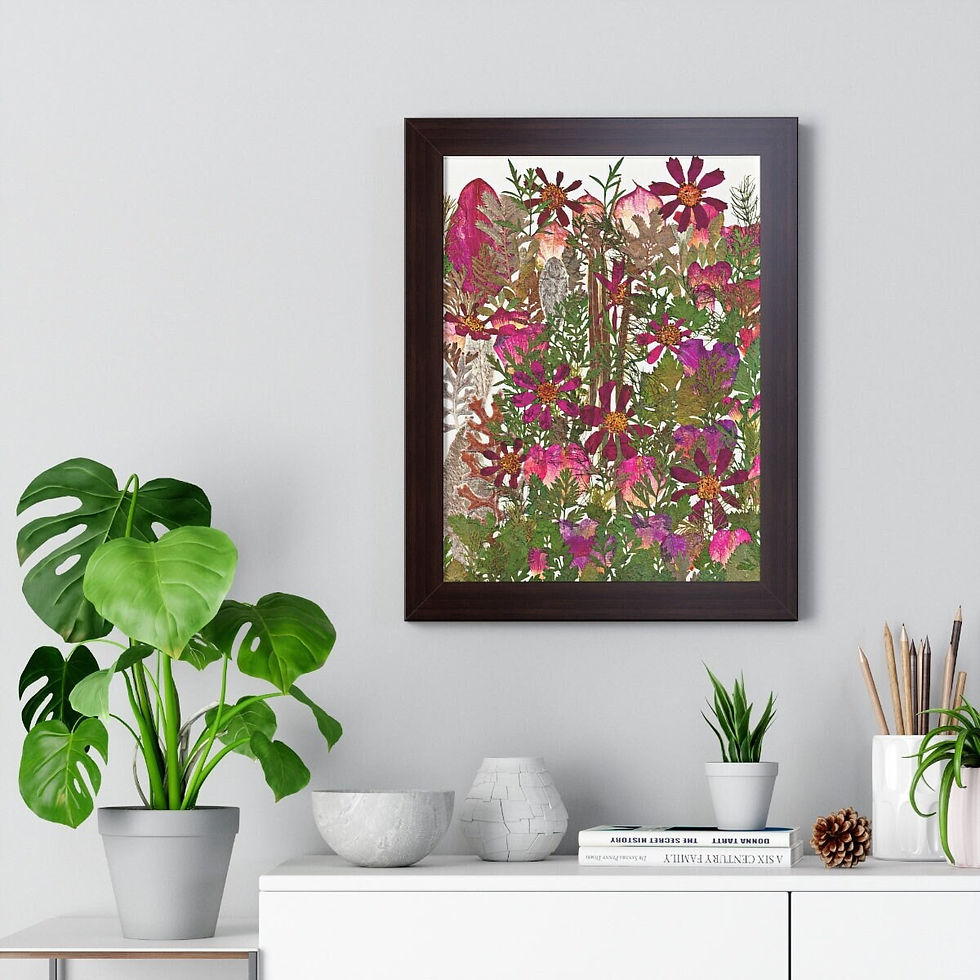 Miniaturbild: Pink flowers art print purple flowers print farmhouse style dried flowers print