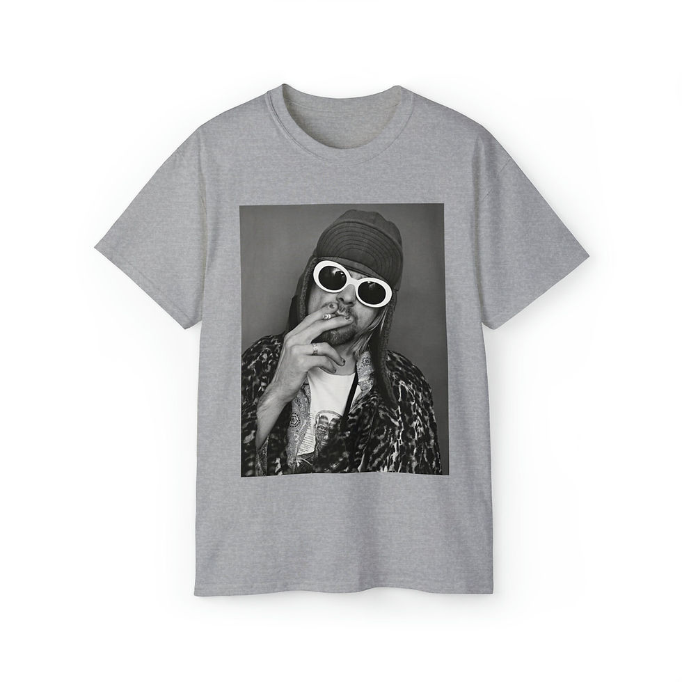 Miniatyrbilde: Kurt Cobain Smoking, Unisex T-Shirt, Nirvana, American Singer, Kurt Cobain Tee