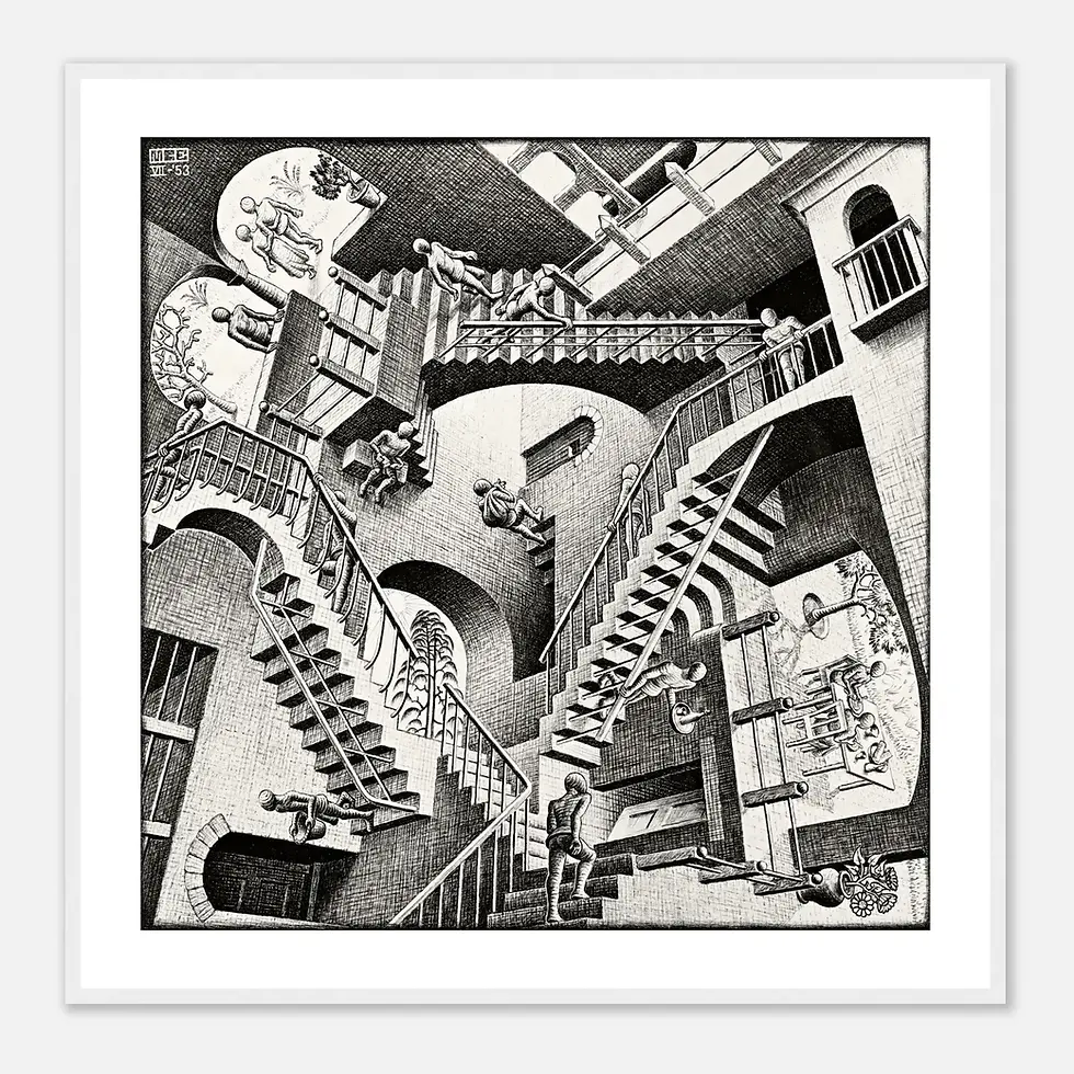 Miniatura: M.C. Escher Relativity - Art Print, Optical Illusion Surrealism Digital Download