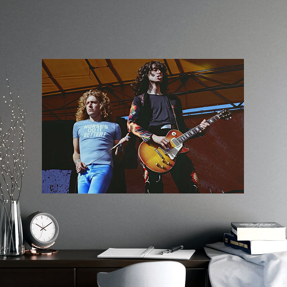 Miniatyrbild: Robert Plant, Jimmy Page, Led Zeppelin on Stage, Hard Rock, Jimmy Page Poster
