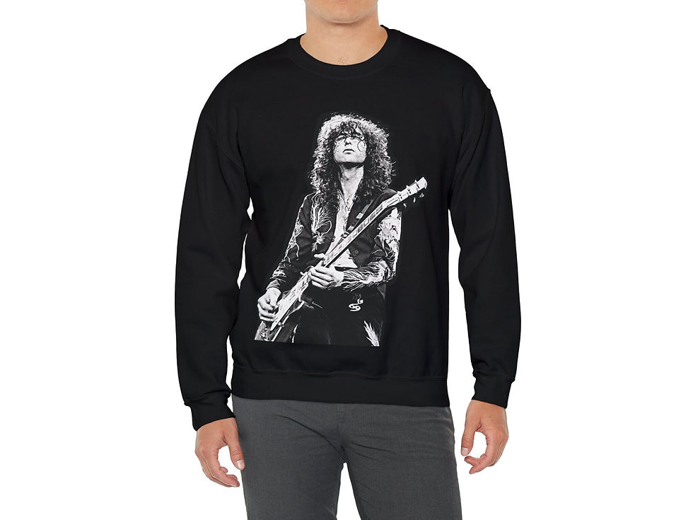 Miniatura: Jimmy Page on Stage, Led Zeppelin, Black Unisex Sweatshirt, Jimmy Page Sweater