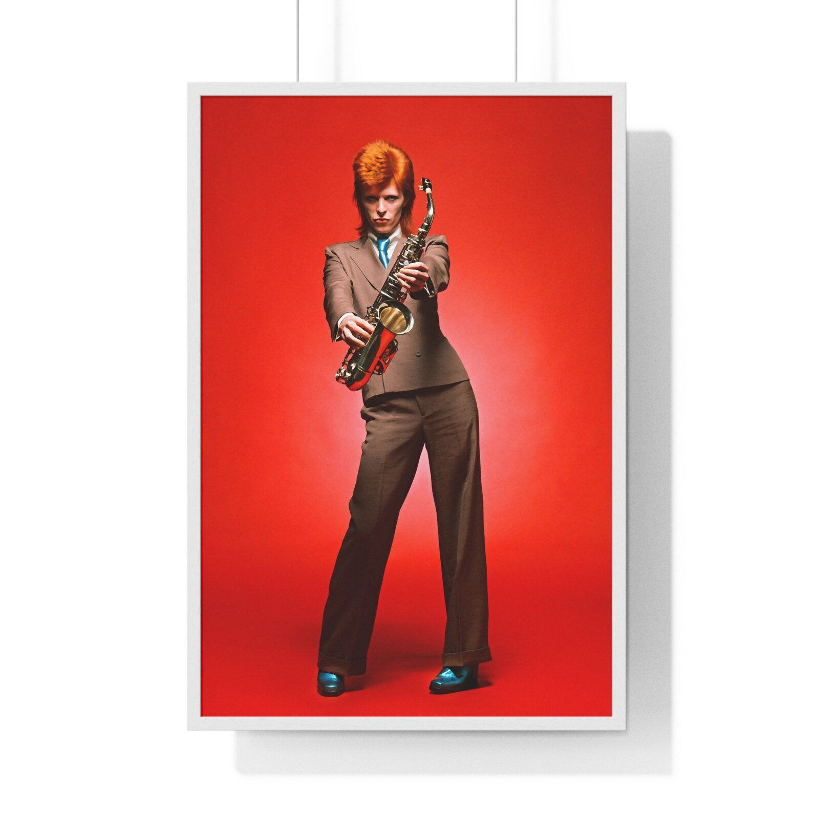 David Bowie Plays Saxophone, Art Print, English Singer, Actor, Art Rock, Glam