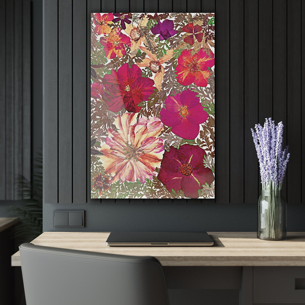 Miniaturebillede: Roses Acrylic Print, Alstroemeria, Clematis Art, Dried Flowers Acrylic Print