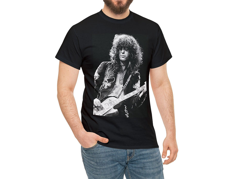 Miniatura: Jimmy Page in Black Dragon Suit, Led Zeppelin, Black Unisex T-Shirt, Jimmy Page