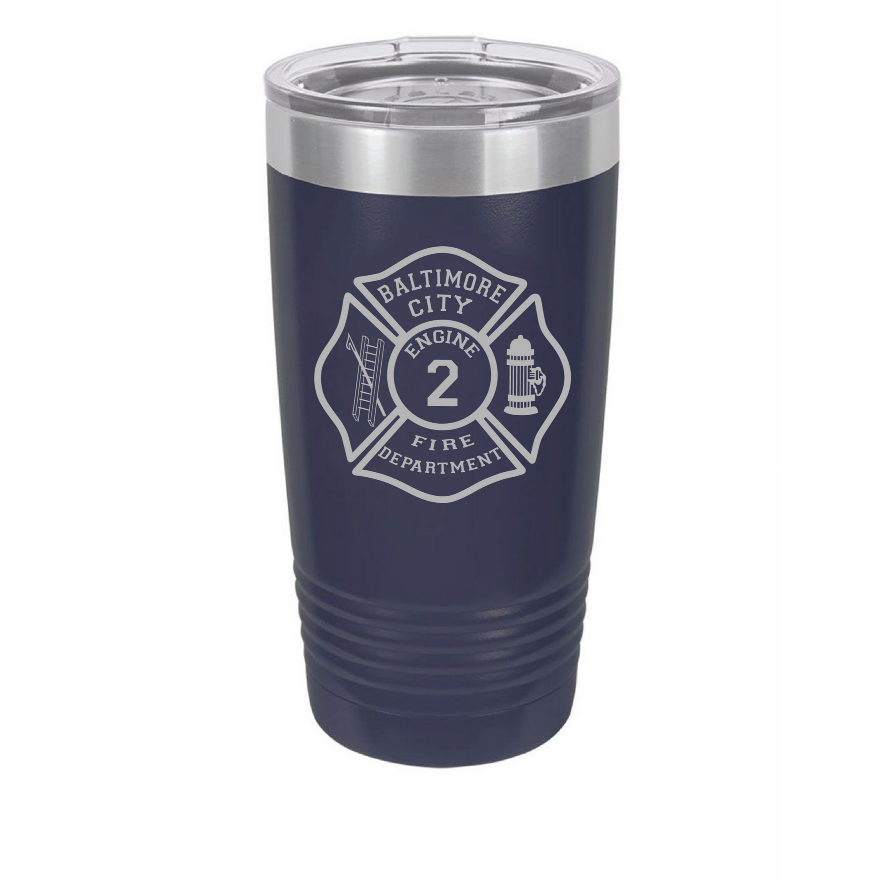 BCFD Eng2 Polar Laser Engraved 20oz Tumbler - Navy Blue with Lid (L)