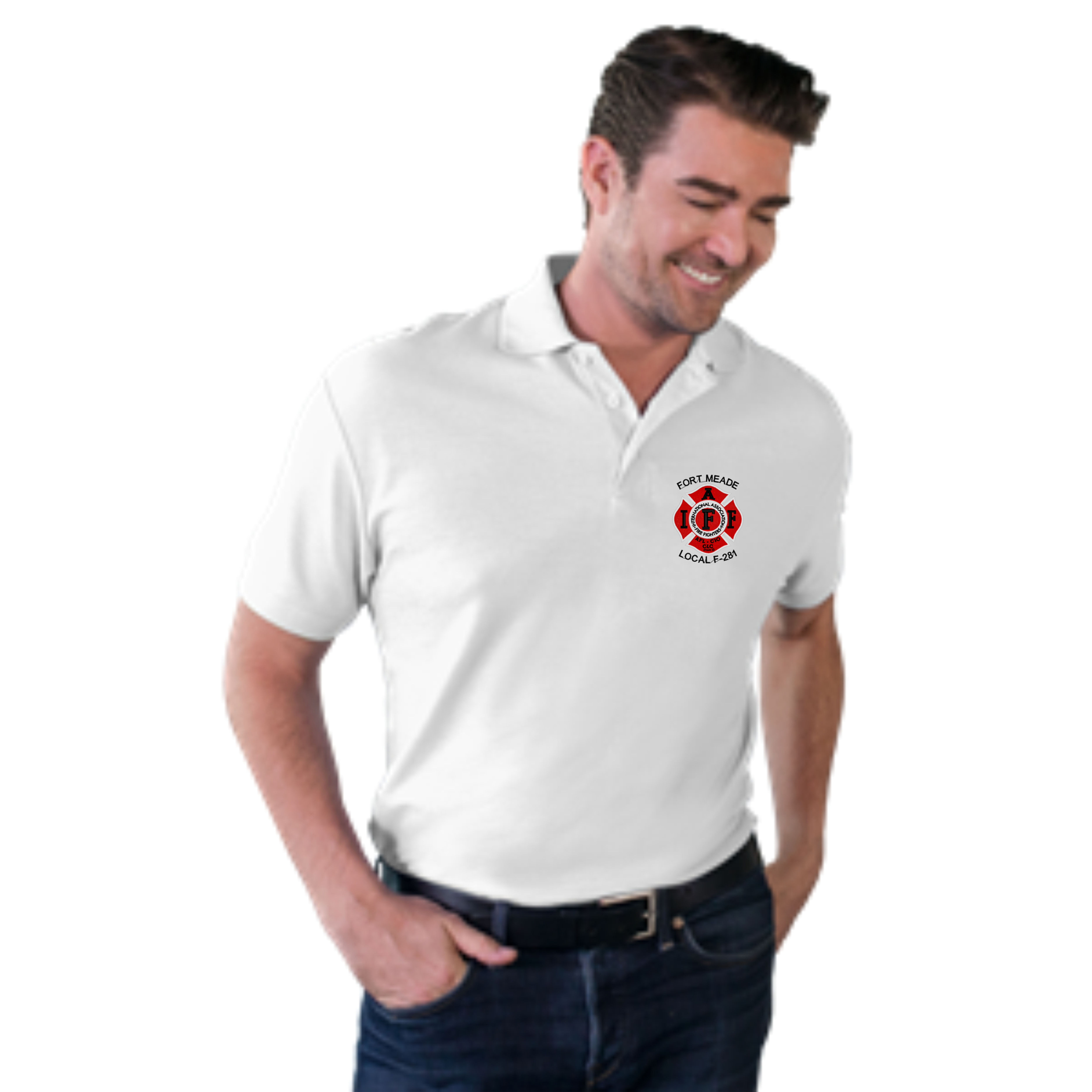 Fort Meade Blue Generation White Short Sleeve Polo (E)