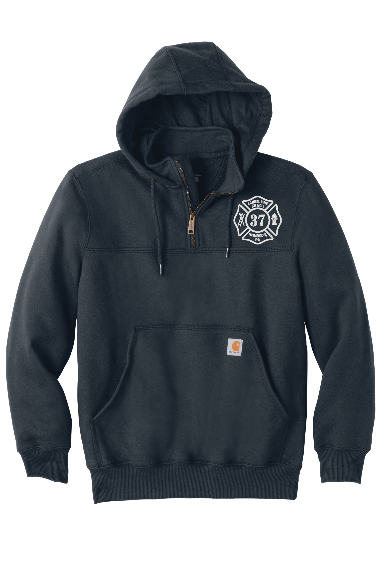 Laurel Fire Carhartt 1/4 Zip Jobshirt w/Hood w/Back Design (E)