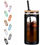 Thumbnail: Glass Water Tumble Straw Silicone Bamboo Lids Iced Coffee Cup Bottle Reusable