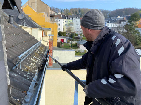 Dachrinnenreinigung mit Teleskopstab