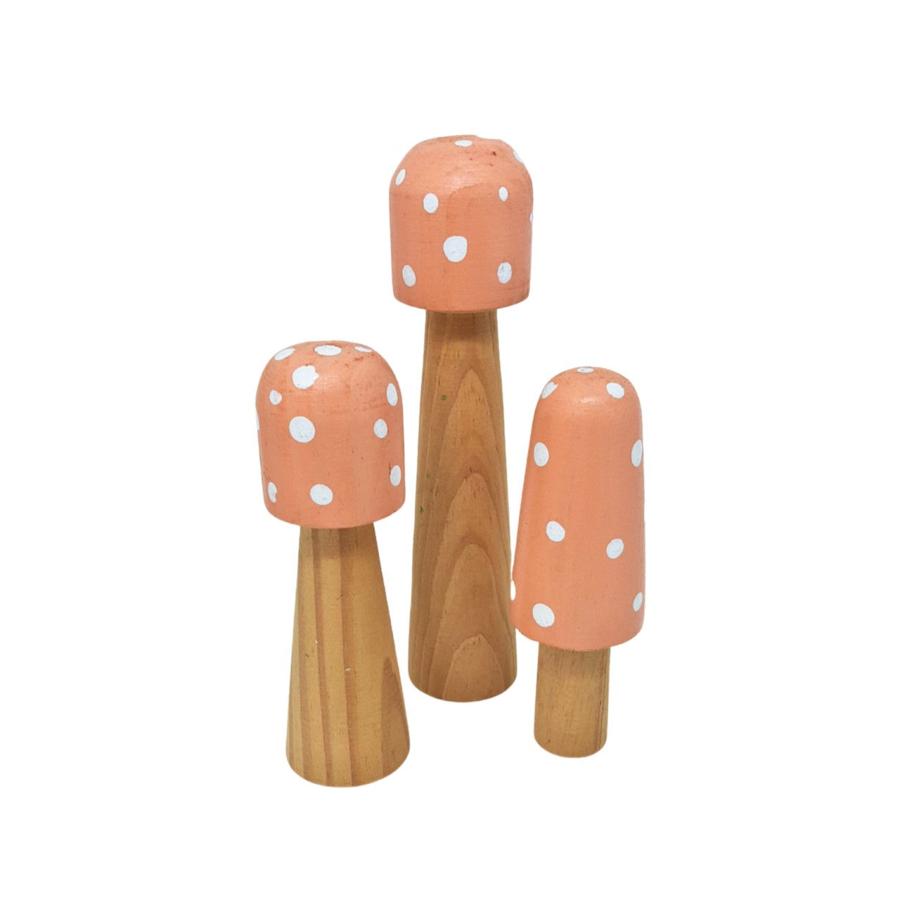 TRIO DE COGUMELOS EM MADEIRA PARA LOCAÇÃO