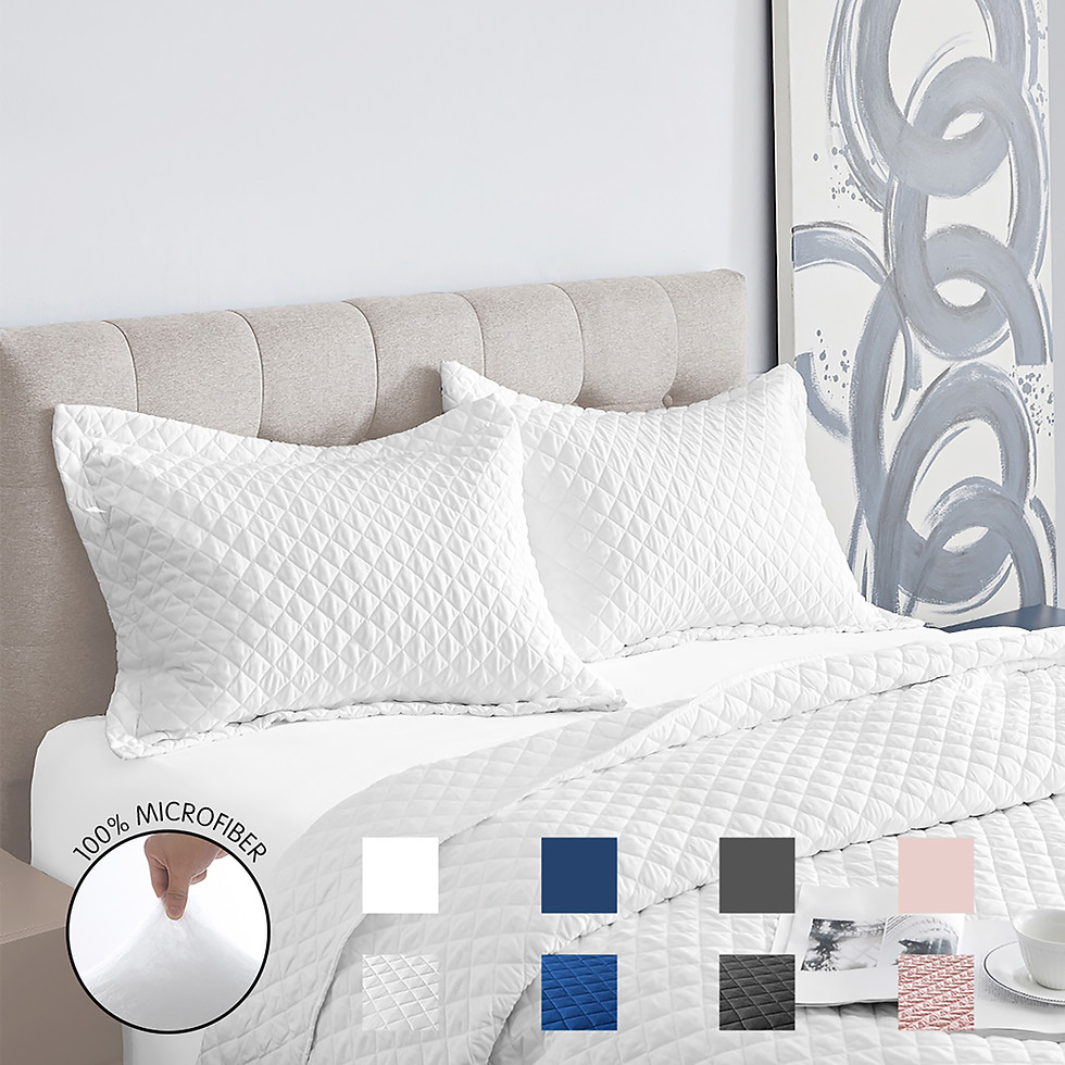 Thumbnail: White Quilt Bedspread Set (3pcs)