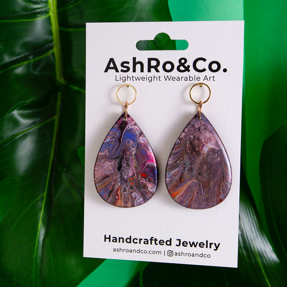 Thumbnail: purple & black teardrop earrings