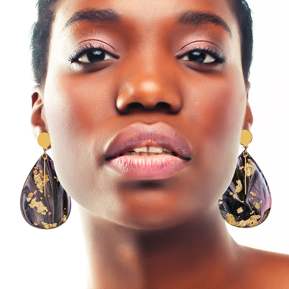 Thumbnail: black & pink teardrop earrings