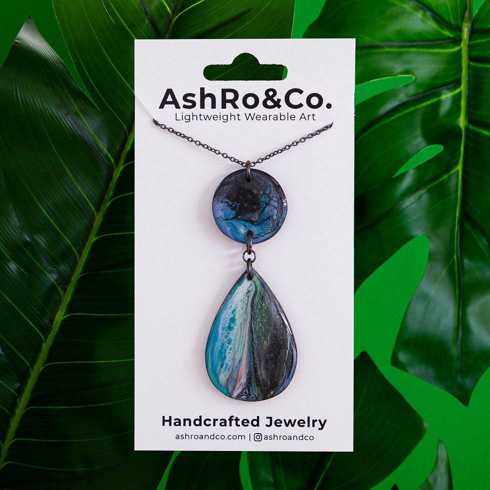 Thumbnail: ocean blue & black pendant necklace