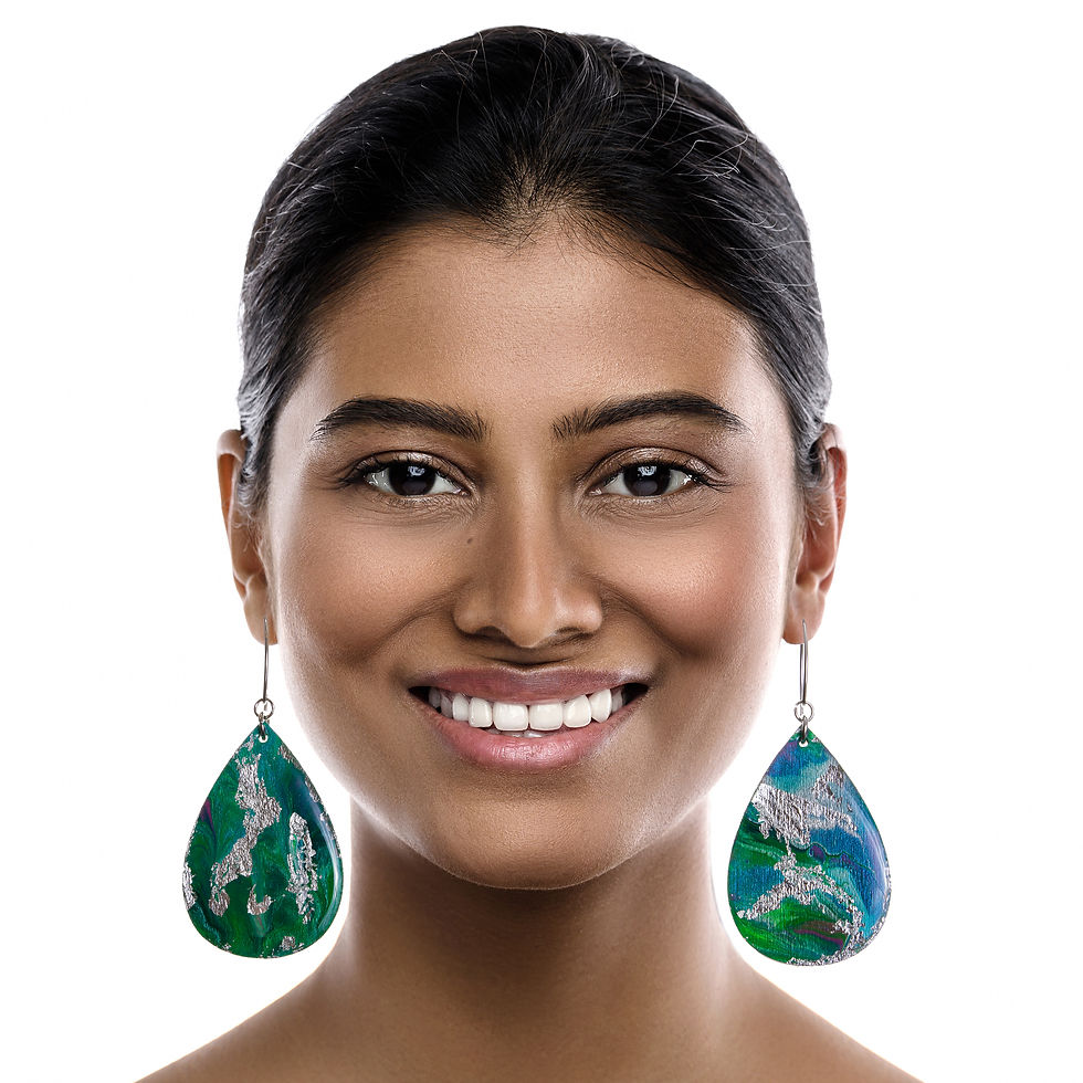 Thumbnail: bright green & blue teardrop earrings