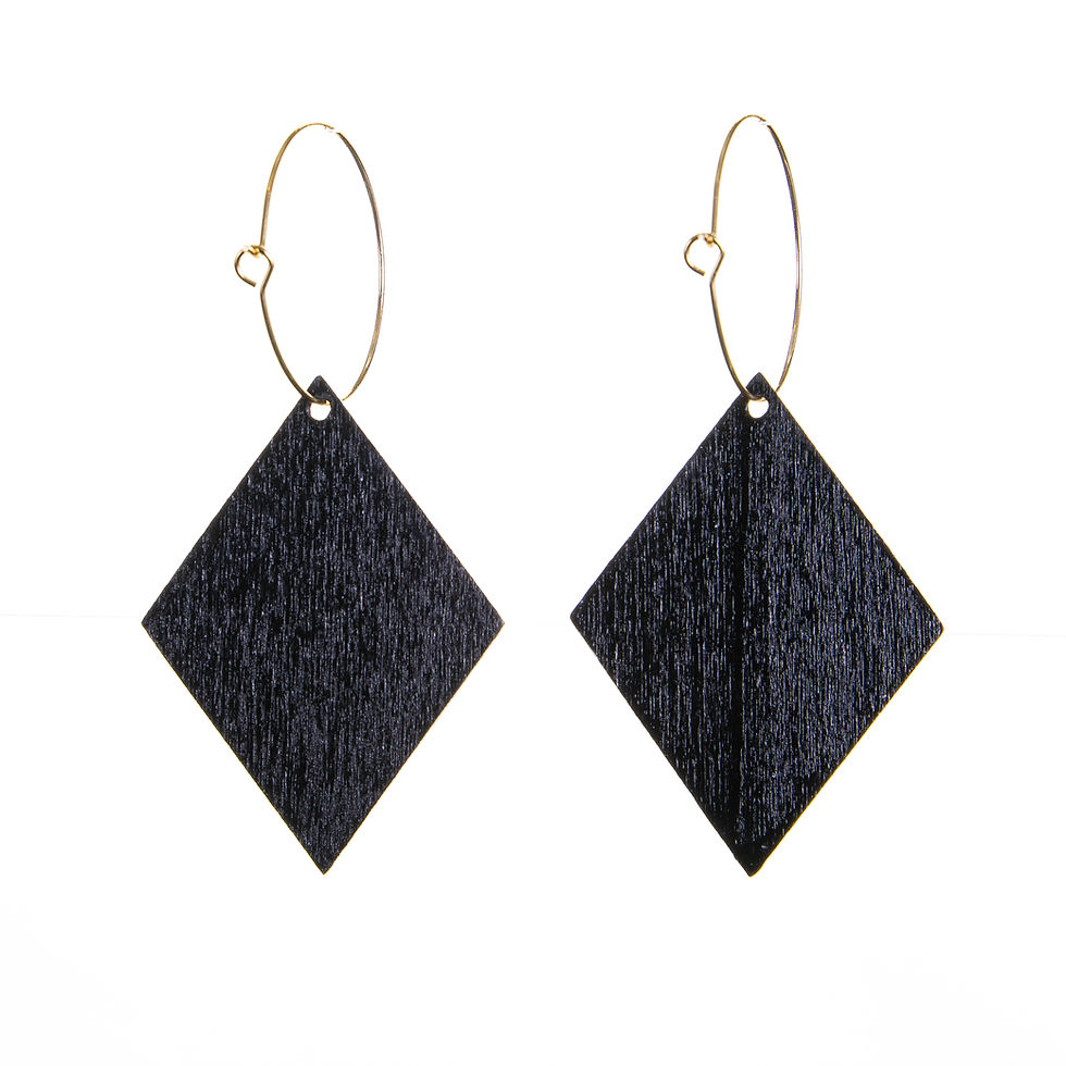 Thumbnail: black & green diamond shaped earrings