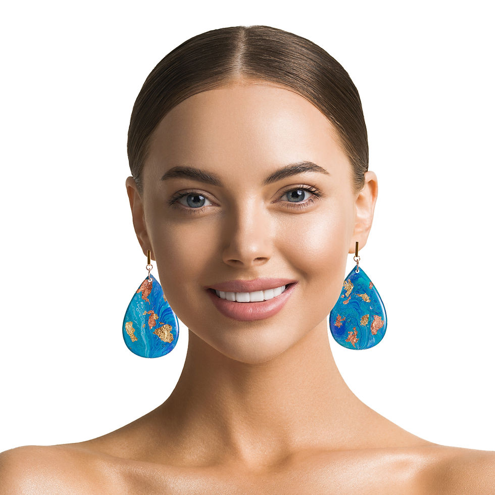 Thumbnail: blue & gold teardrop earrings