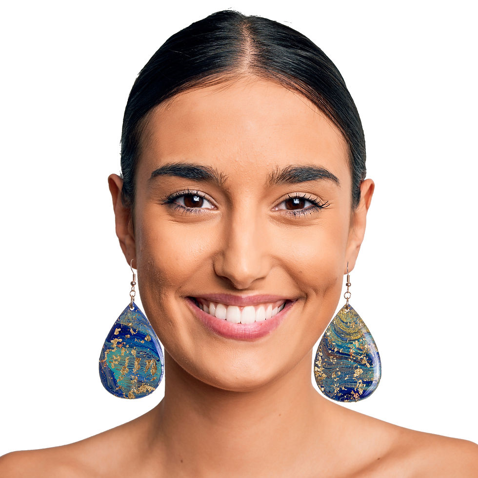 Thumbnail: blue & gold teardrop earrings