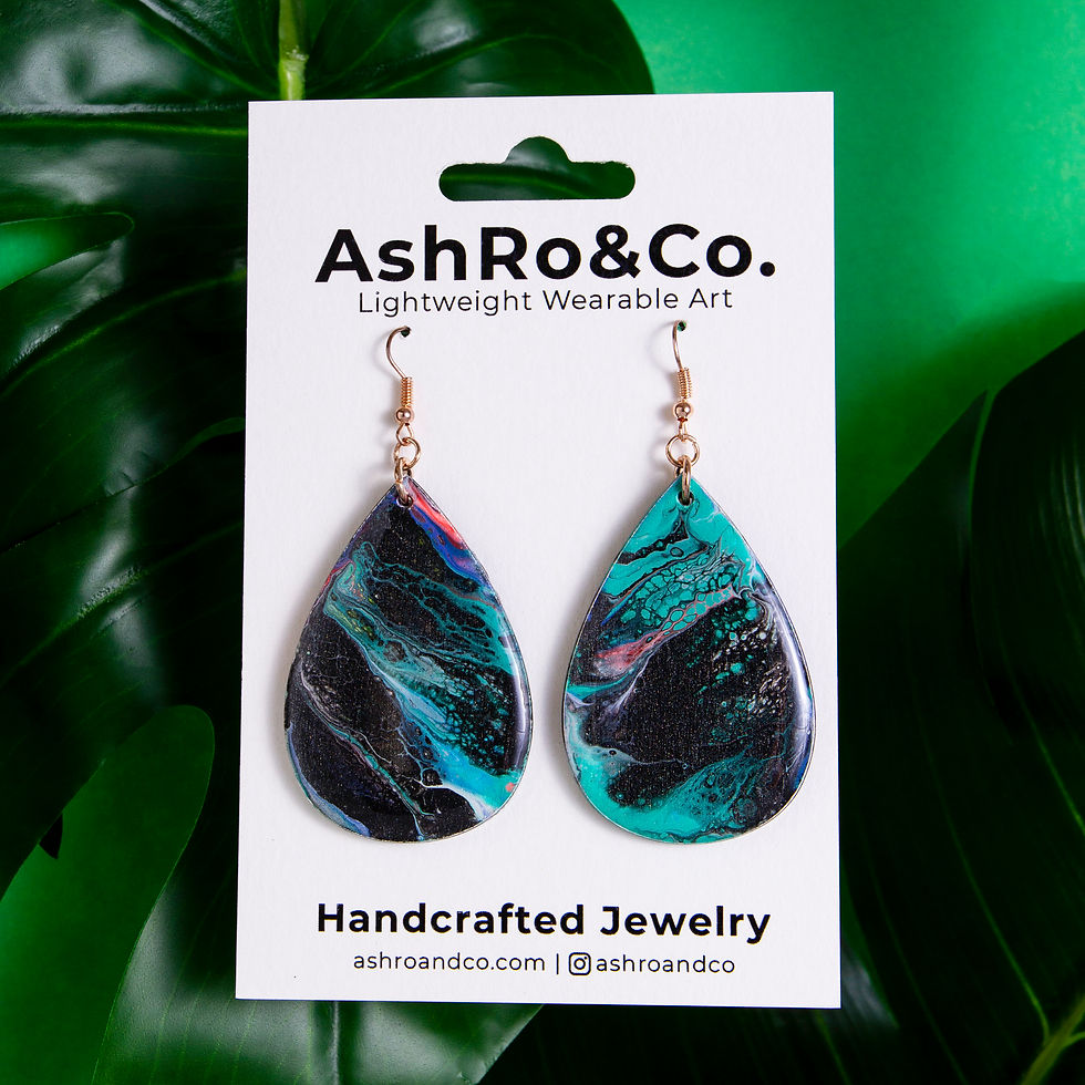 Thumbnail: black multicolor teardrop earrings