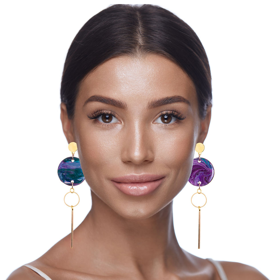 Thumbnail: teal & purple circle earrings